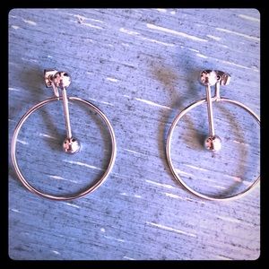 Hoop and bar earrings.